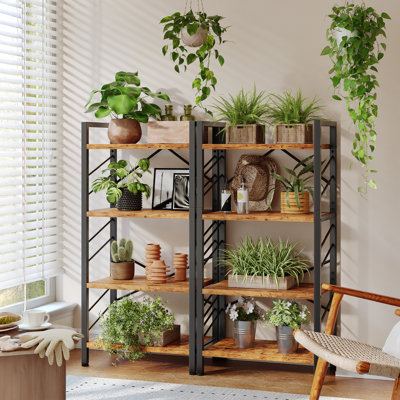 3/4/5-tier Bookshelf - Space-saving Storage Unit With Metal Frame And Wood Shelves - For Living Room, Office, And Bedroom