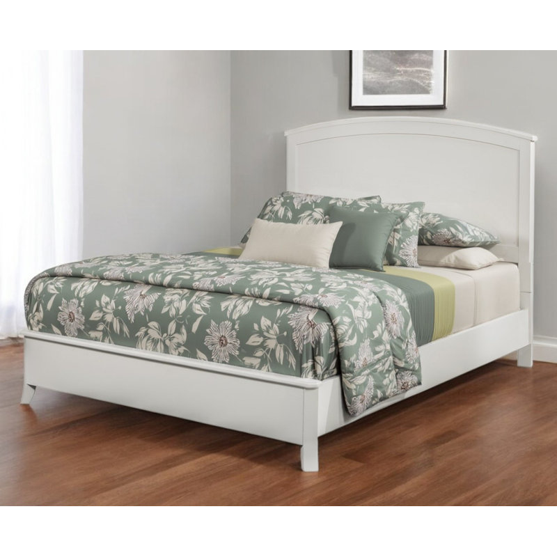 White Solid Wood King Bed Frame, King