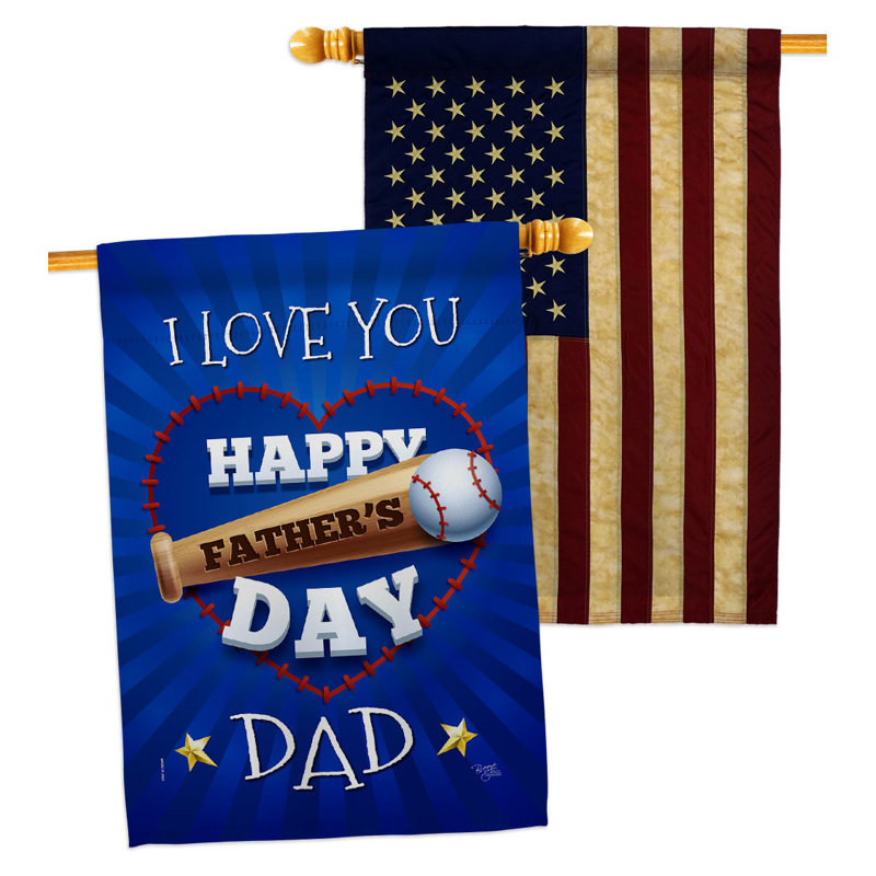 Double Sided 40'' H x 28'' W Polyester Father's Day House Flag