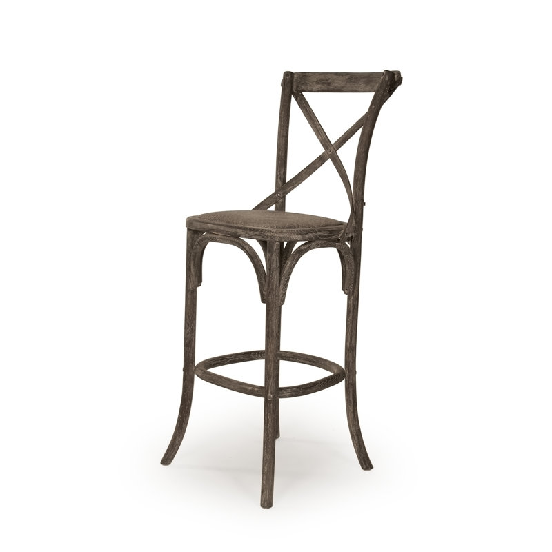 Parisienne Cafe Stool, Tabouret de bar (assise de 30,25 po de hauteur), Chêne anthracite chaulé