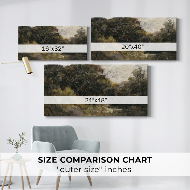 Paysage, série MCCLXXVII, toile tendue avec châssis, prête à être accrochée, H 16 po x l 32 po