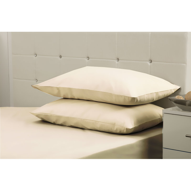 200 TC 50/50 Percale Polycotton Percale Fitted Sheet, Cream, Single (3')