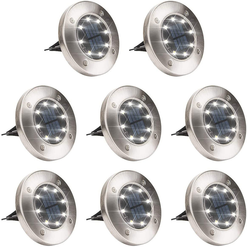 White Solar Powered LED Metal Pathway Light Pack, Set of 8