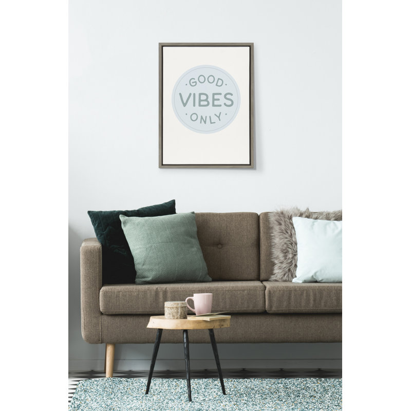 Good Vibes Only Pale Blue Canvas Motivational Print