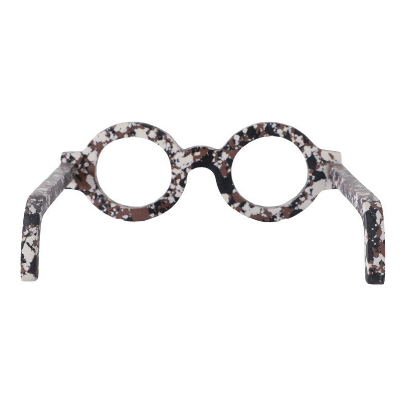 Objets décoratifs en pierre en forme de lunettes avec motif sculptural, White/Black/Brown