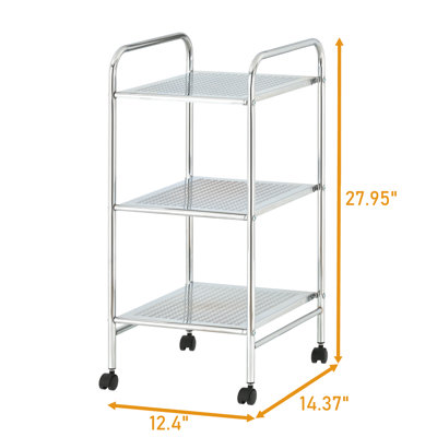 Patchell 12.4'' W 3 Tier Steel Shelving Unit Rolling Cart Storage Rack with Wheels