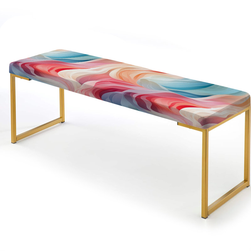 Banc abstrait tapissier doré, Colourful Curved Lines Mirage
