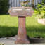 Bird Baths, 23,2 po de hauteur, brun rustique, imitation bois, autoportant, pour terrasse de patio | Résistant aux intempéries | Ciment béton