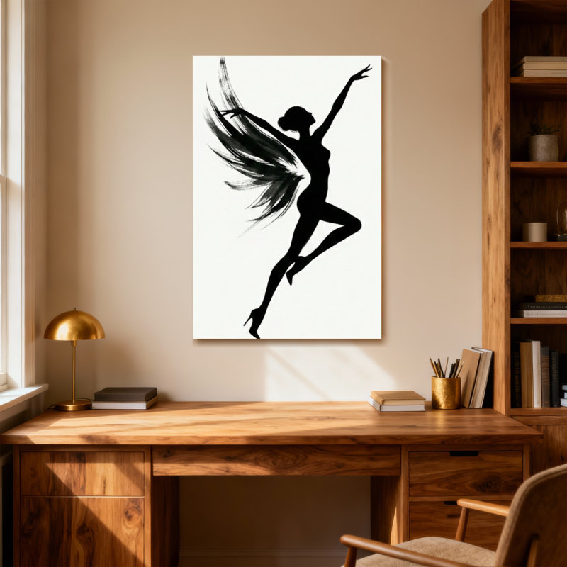 Abstract Silhouette Fairy In Flight With Wings, 40" H x 28" W