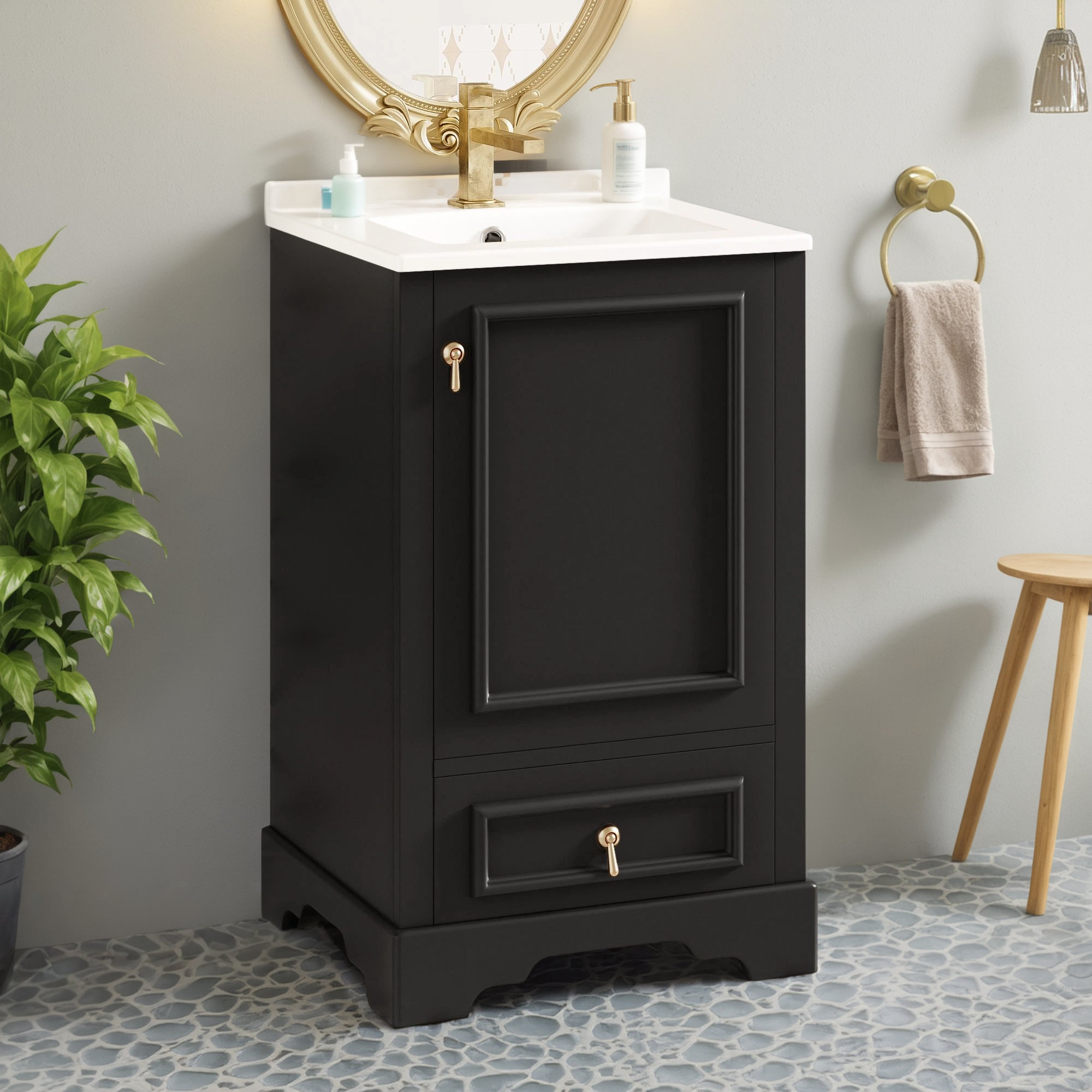 Winston Porter A Modern Bathroom Vanity With A Ceramic Sink, Soft-Close ...