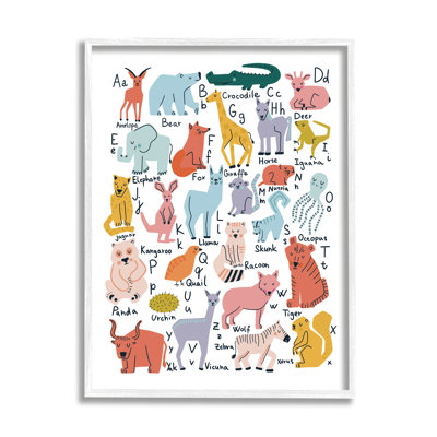 Various Animal Alphabet Chart Educational Nature Wildlife by Dominika Godette - Textual Art on Canvas
