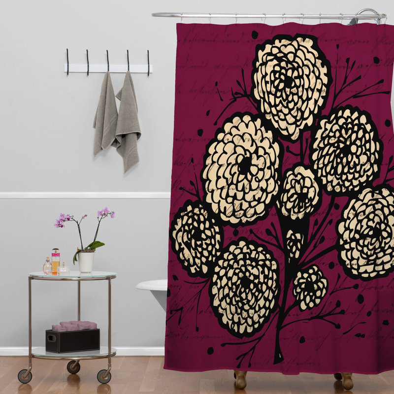 Rideau de douche simple lettres et fleurs