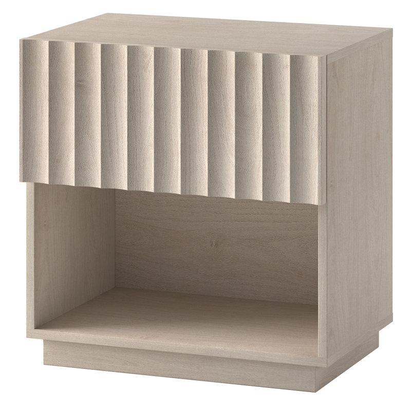 Jason 24" Wide Rectangular Fluted Nightstand in Alder White, Alder White