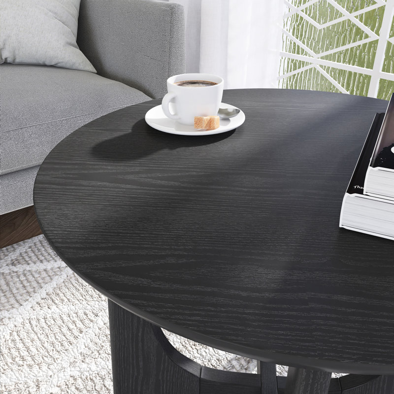 Modern Round Coffee Table With Adjustable Feets, 24" H x 25.2" L x 25.2" W