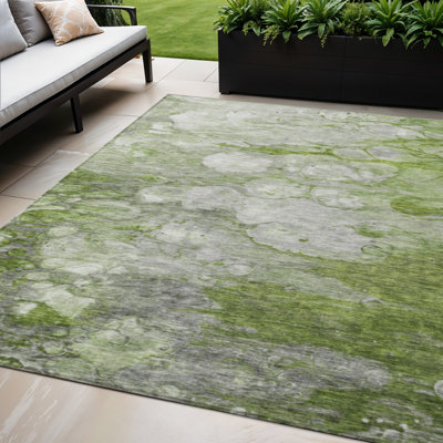 5' X 8' Grey Abstract Washable Indoor Outdoor Area Rug