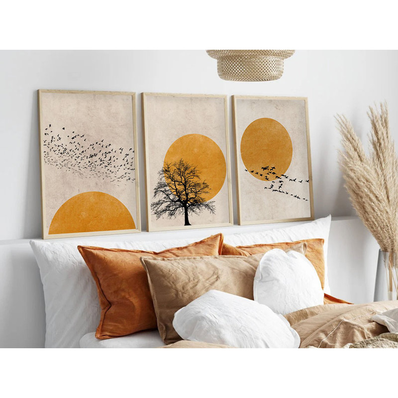 Élégantes peintures décoratives en panneau de fibres à densité moyenne (3 pièces), 13,8 x 19,7 pouces | 100% panneau de fibres à densité moyenne avec une épaisseur de 3 mm, cadres en bois massif avec une épaisseur de 1,0 pouce | Parfait pour le salon, la chambre à coucher et le bureau, design élégant et moderne