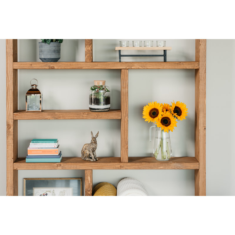 Blackhorse 200cm H x 130cm W Solid Wood Geometric Bookcase, Dark Oak, 200cm H x 130cm W x 34.5cm D