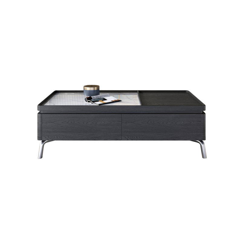 Table basse moderne avec pierre micro-cristalline, Noir / blanc