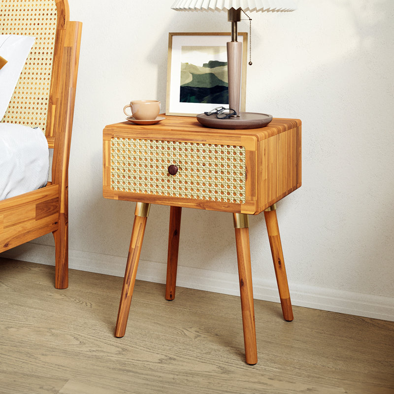 Table de chevet en bois massif Beiro, Caramel