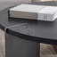Round Coffee Table Black Oak Wood Surface And Black Metel Feet