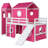 Pink Twin Loft Bed With Slide, Tent, And Tower - Solid Pinewood , Unique Design, Semi Enclosed Under Space Made From Pine Elements, Play-259194033
