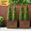 Grande boîte à fleurs surélevée en métal de 30 po de hauteur l 36 po x P 11 po - Boîte à fleurs en acier de style Corten avec cloison amovible et pieds réglables, grandes jardinières d'extérieur pour terrasse de jardin, non rouillées