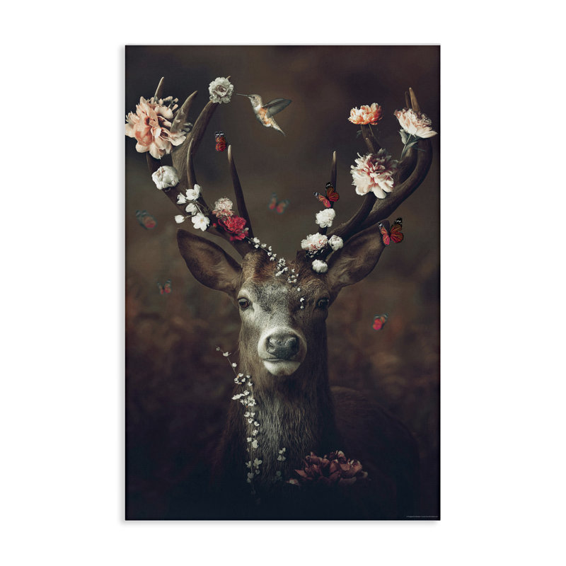 Art mural sur toile Flower Bedecked Antler par Reinders, H 24 po x l 16 po
