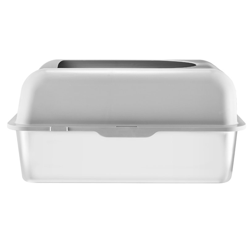 Odeur - bac à litière pour chat profond de 6 po avec marchepied filtrant, plastique gris, grande capacité, facile à entretenir