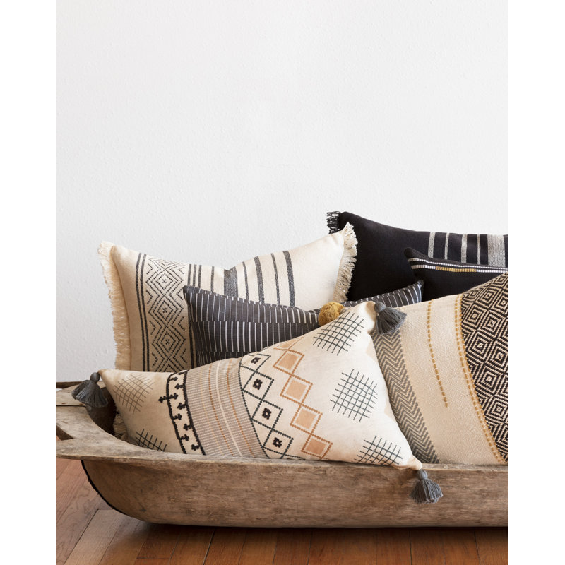 Elamin Geometric Cotton Blend Reversible Throw Pillow, No Fill