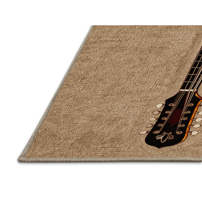 Washable Mandolin Music Area Rug, Round 4'