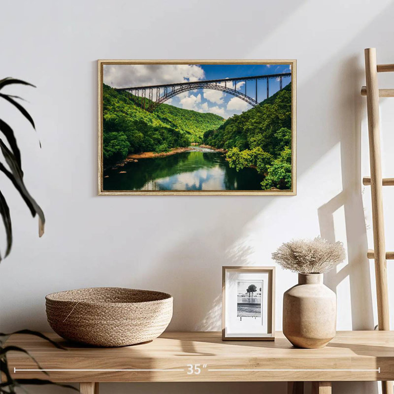 Pont New River Gorge, 19 po x 13 po, Cadre flottant en bois naturel