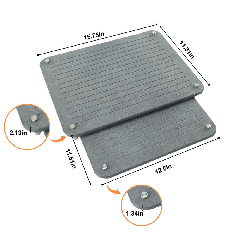 Paquet de 2 tapis de séchage en pierre à diatomacées, tapis de séchage polyvalent en pierre pour comptoir de cuisine