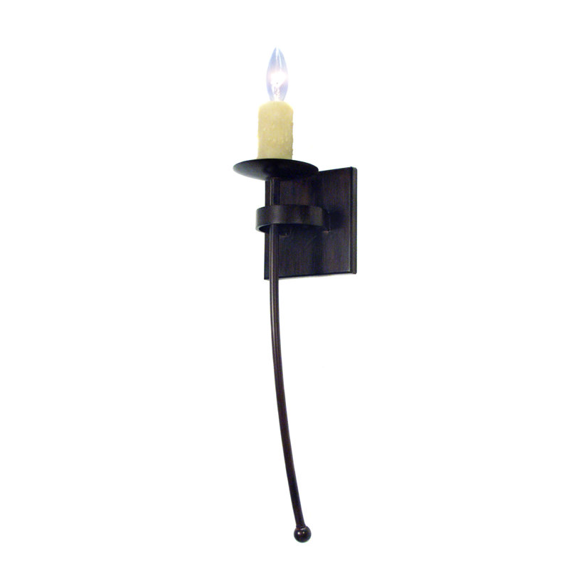 Bechar 1 - Light Candle Wall Light, Blackwash, No Shade