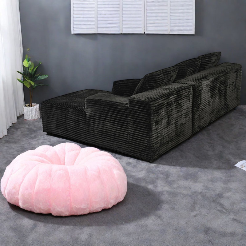 Canapés modulaires sans assemblage, sectionnel en velours côtelé de 272 cm, canapé moderne noir nuage, Noir 2