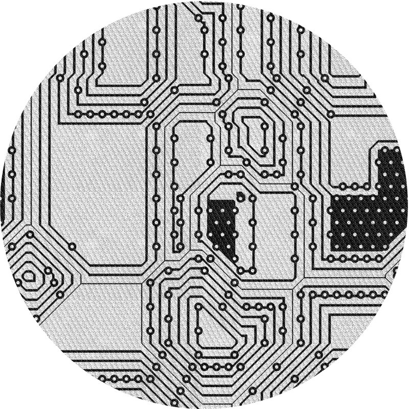 Tapis blanc/noir à motifs, Rond 6 pi