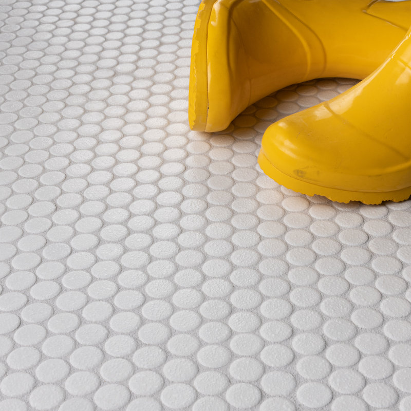Hudson Penny Round .80" x .80" Porcelain Penny Round Mosaic Wall & Floor Tile, White