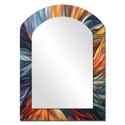 Spiral Symphony III - Abstract Spirals Arch Large Mirror, Modern Asymmetrical Unique Wall Mirror Decor, Printed Metal Art