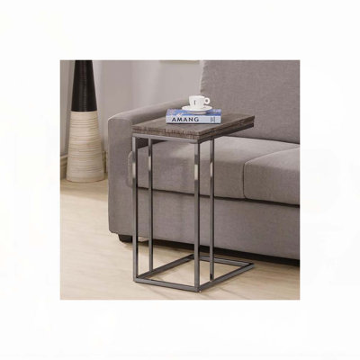 Weathered Grey and Black Snack Table with Expandable Top