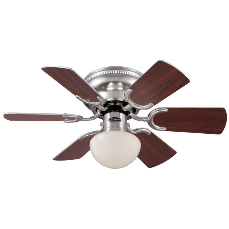 Muniz 30'' Ceiling Fan with Light Kit, Brushed Nickel with Rosewood/Light Maple Blades