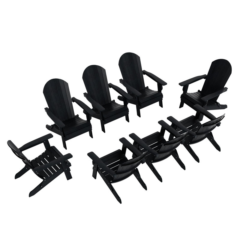 Arrlo Foldable Outdoor Adirondack Set, Black