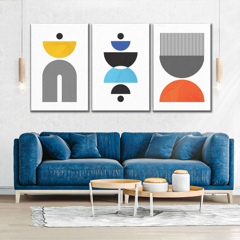 Multicolore géométrique abstrait V, reproduction d'art sur toile, H 15 po x l 32 po x P 1,25 po