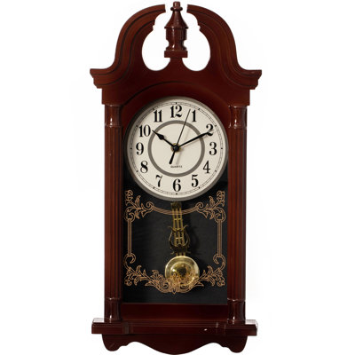  Horloge de grand-père en plastique 20 po avec finition à grain de bois réaliste avec pendule et son de carillon décoratif à piles pour le bureau à domicile, salon, couloir de la cuisine
