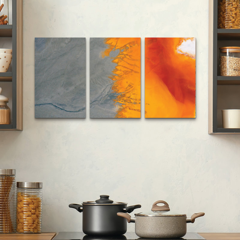 Ensemble de 3 panneaux muraux - Angyalosi Beata «toxicolors», art mural sur toile pour le salon, la chambre ou le bureau 