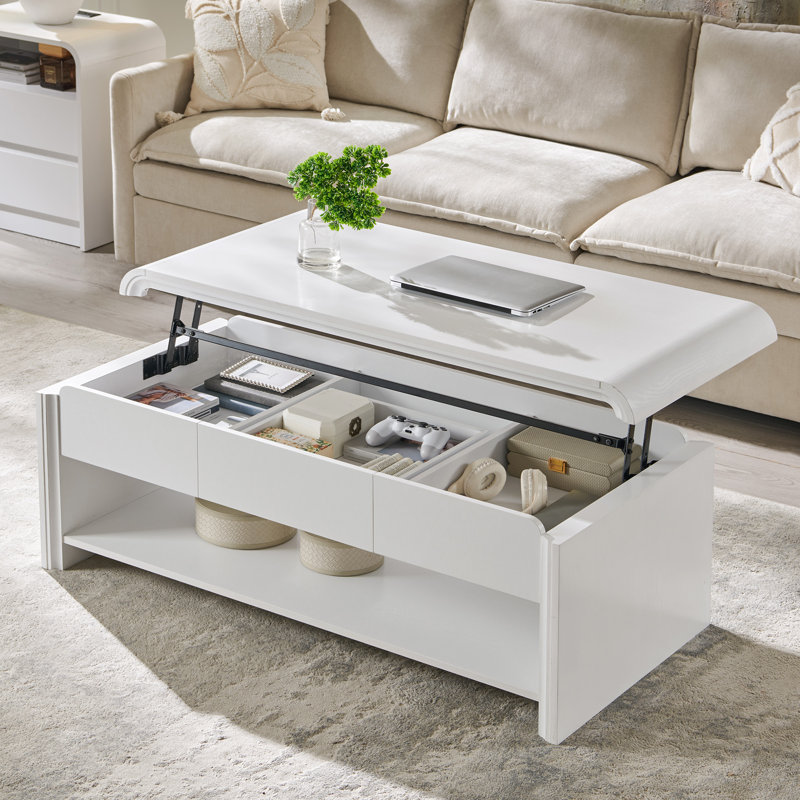 Table basse à plateau relevable Maud, White