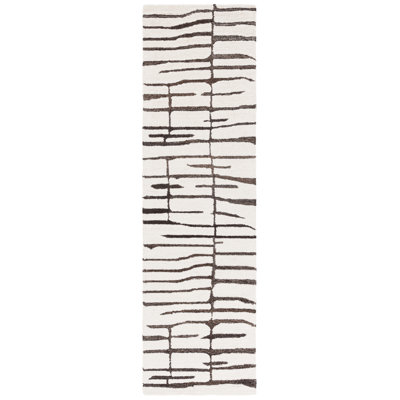 Kirstey Ebony Hand Tufted Wool/Cotton Abstract Rug in Ivory/Dark Brown