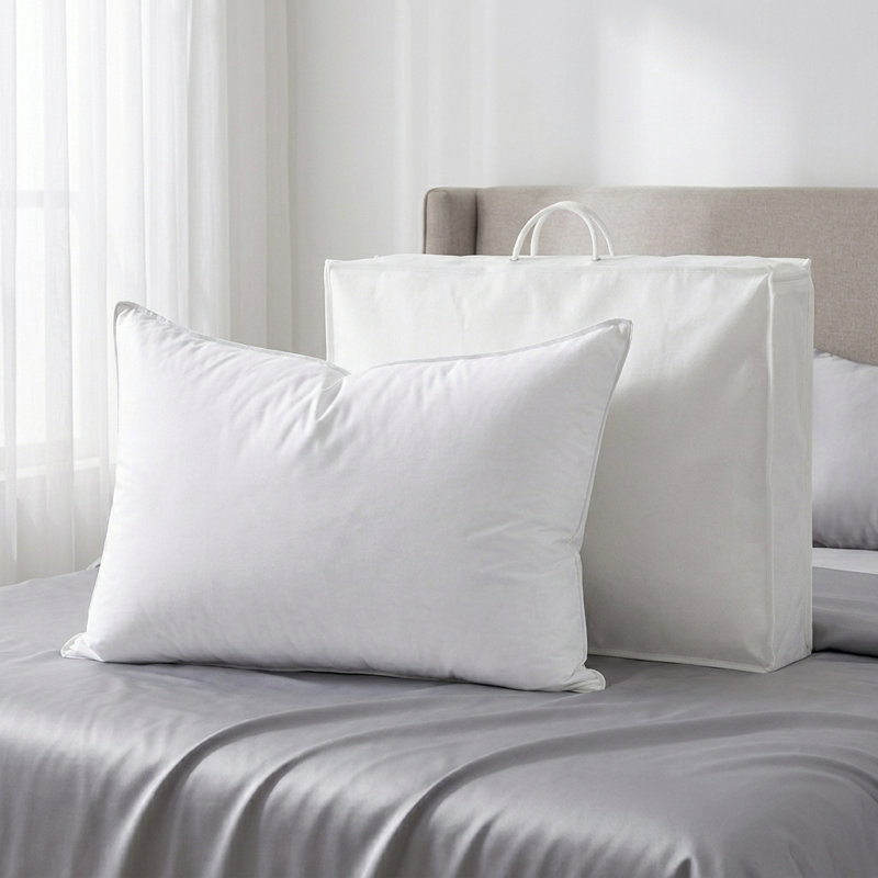 Luxury High-end Queen Size 100% Goose Down Pillow With Cotton Cover, King, Individual