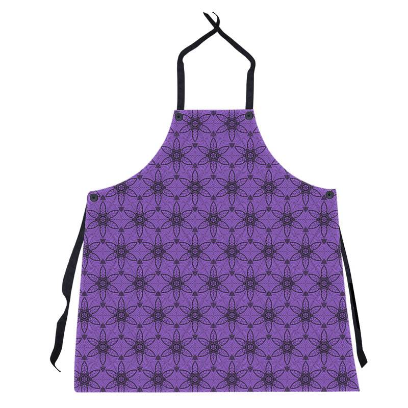 Tablier à cercles ornés de fond, Mauve / Noir