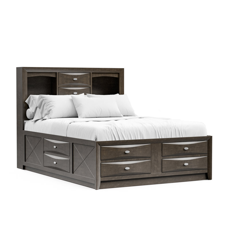Ensemble de rangement en bois Lakiesha 5 pièces pour chambre à coucher, Grey, Grand