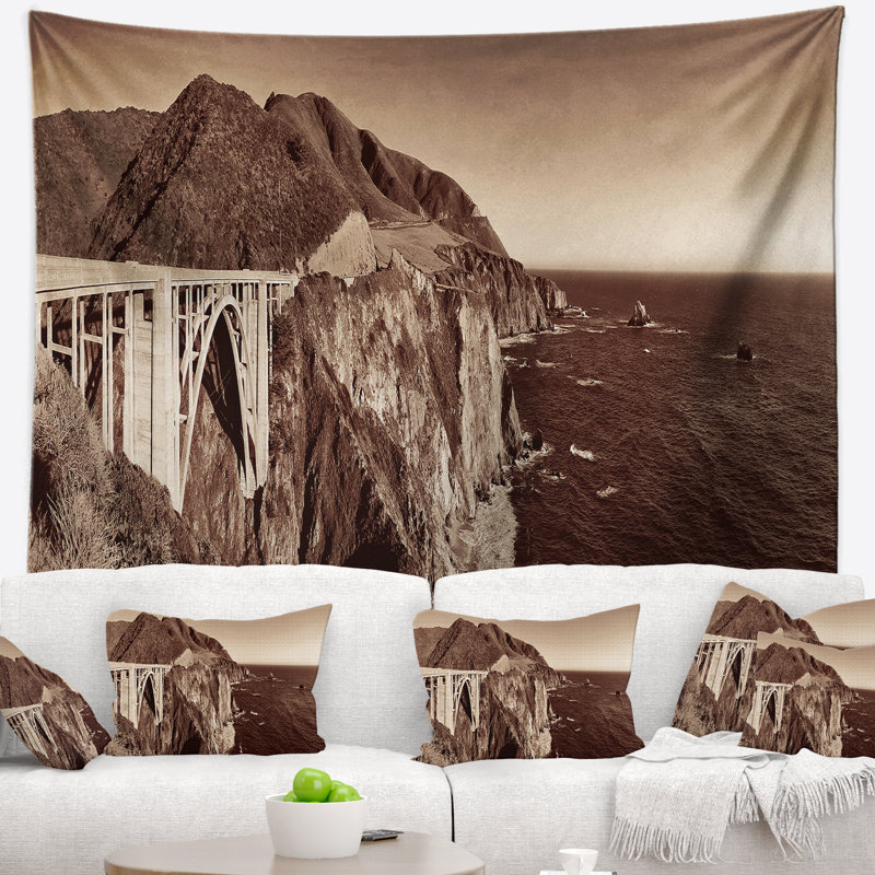 Tapisserie panorama landscape bixby bridge view, H 32 po x l 39 po