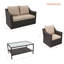 Ensemble de conversation en osier / rotin pour 4 personnes avec coussins-68469178